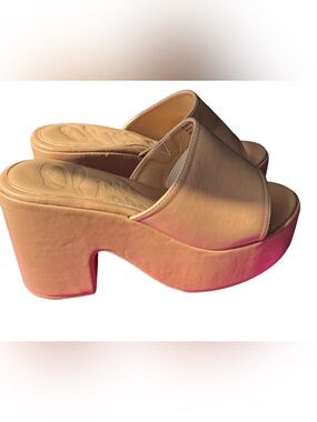 Olivia Miller Chunky Platform Slide Sandals in nude / beige tan women 10 new 🆕